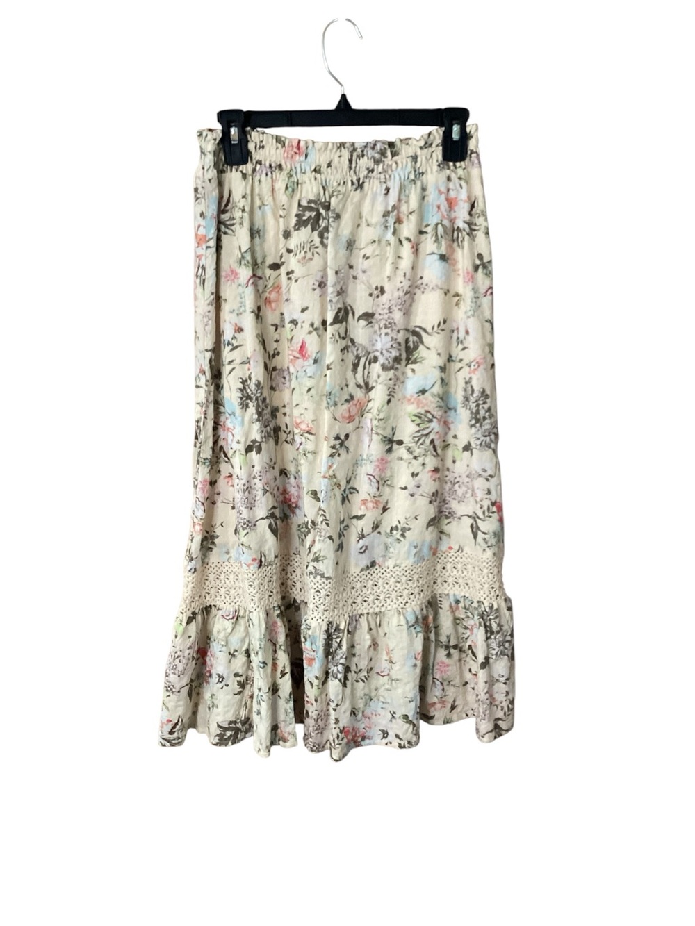 FRYE AND CO. Cream Floral Crochet-Trim Midi/Maxi Skirt, boho, western